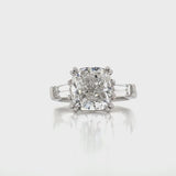 Custom Cushion Shape Three Stone Diamond Ring