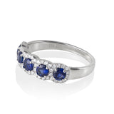 5-Stone Sapphire band with Diamond Halo