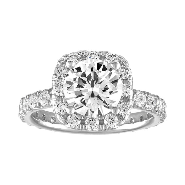 Split Prong Double Halo Engagement Ring