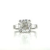 Custom Cushion Shape Three Stone Diamond Ring