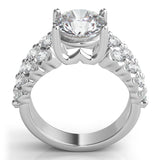 Three Row Round Diamond Engagement Ring