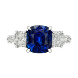 Cushion Blue Sapphire & Diamond Ring