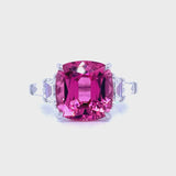 Stunning Cushion Pink Tourmaline & Diamond Ring