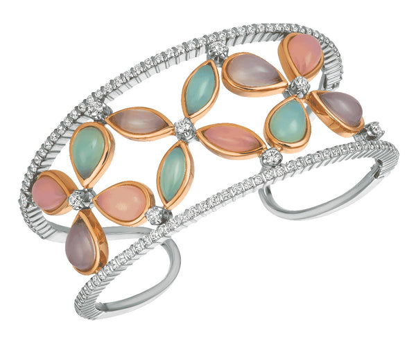 Cabochon Gemstones Cuff Bracelet