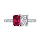 Man-Sin Burmese Spinel & Diamond Twin Ring