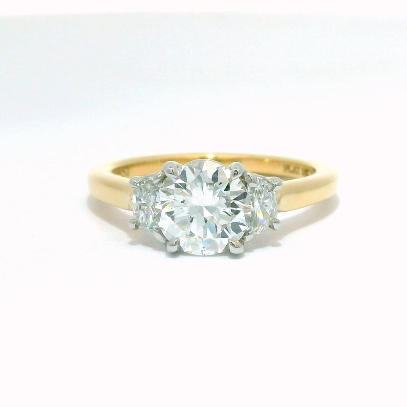 Round Brilliant & Half-Moon Diamond Engagement Ring