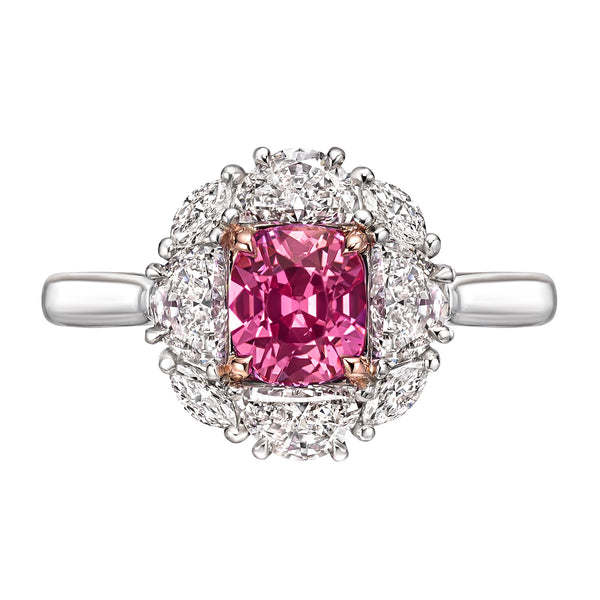 Color-Shift Burmese Sapphire & Diamond Ring