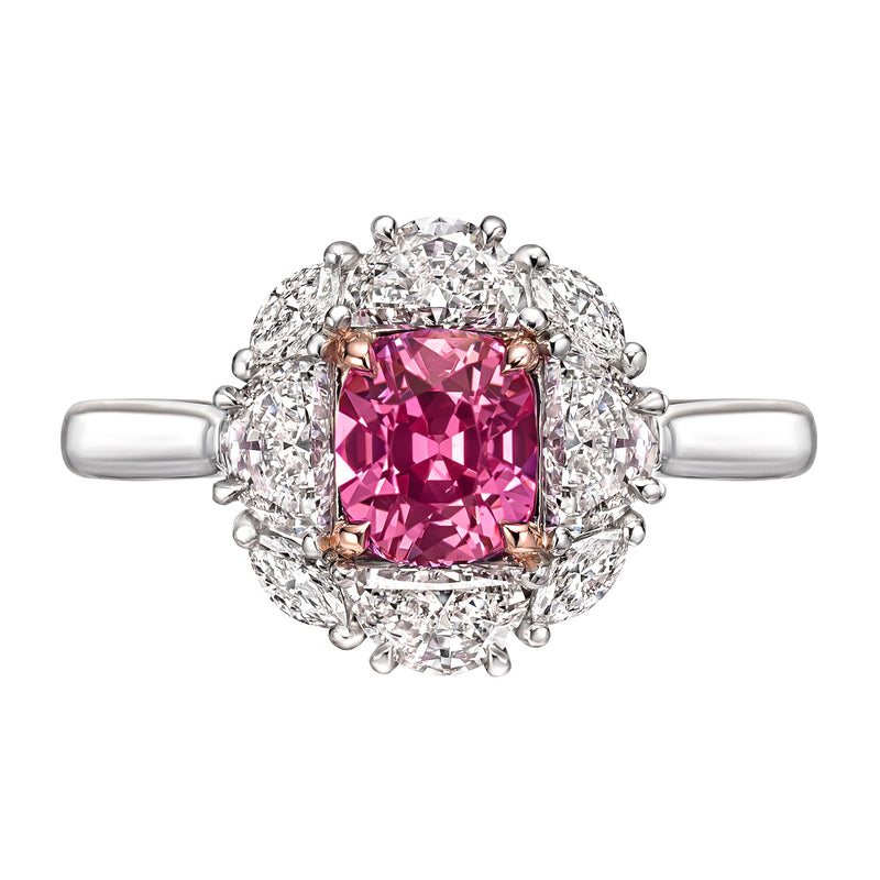Color-Shift Burmese Sapphire & Diamond Ring
