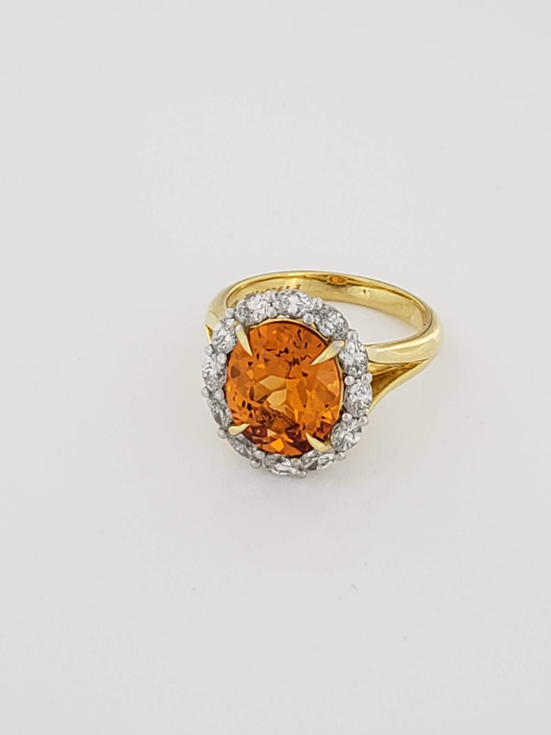 Mandarin Garnet & Diamond Ring..