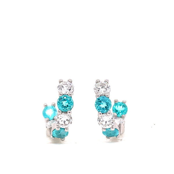 Paraiba Tourmaline & Diamond Huggie Earrings