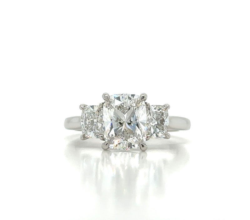 Antique Cushion Three Stone Ring