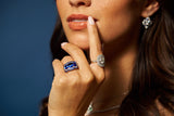 Art Deco-Inspired Round Brilliant & Baguette Shield Ring