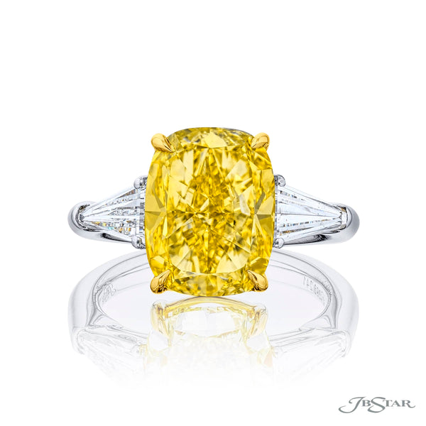Cushion-Cut Fancy Yellow Diamond Ring