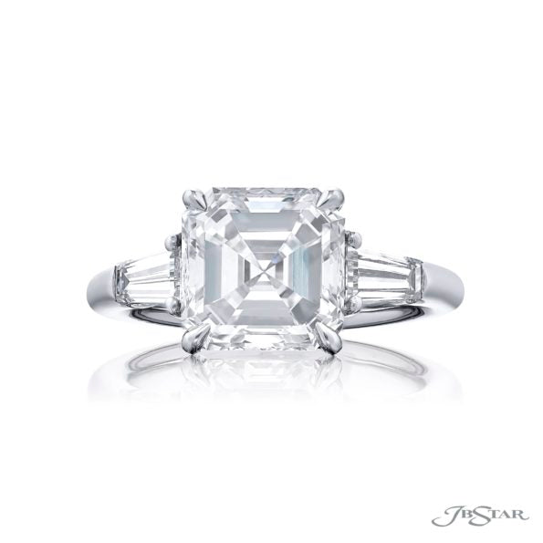 Breathtaking engagement ring GIA certified 3.69-carat square emerald-cut center diamond