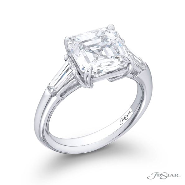 Breathtaking engagement ring GIA certified 3.69-carat square emerald-cut center diamond