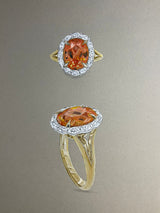 Mandarin Garnet & Diamond Ring..