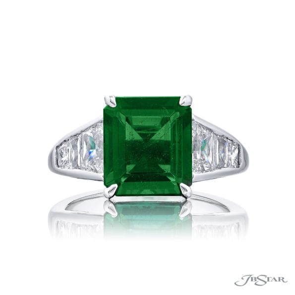 Exquisite emerald-cut emerald ring boasting a captivating 3.36 ct gem.