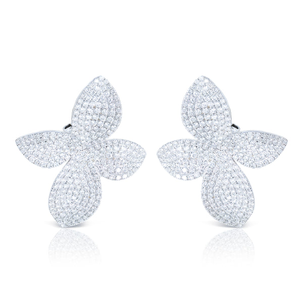 Diamond Pavé Petal Earrings