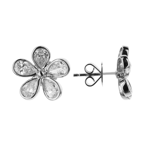 Pear Shaped Diamond Flower Earrings