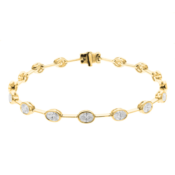 Oval Brilliant Bezel-Set Bar Bracelet