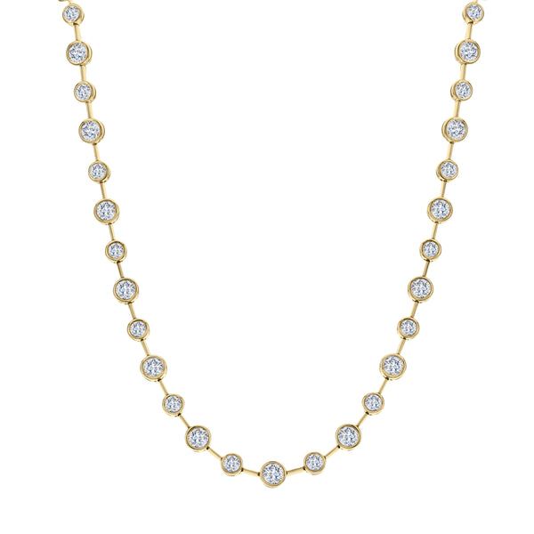 Round Brilliant Bezel-Set Bar Necklace