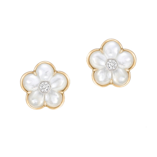 White Mother-of-Pearl Fiore Stud Earrings