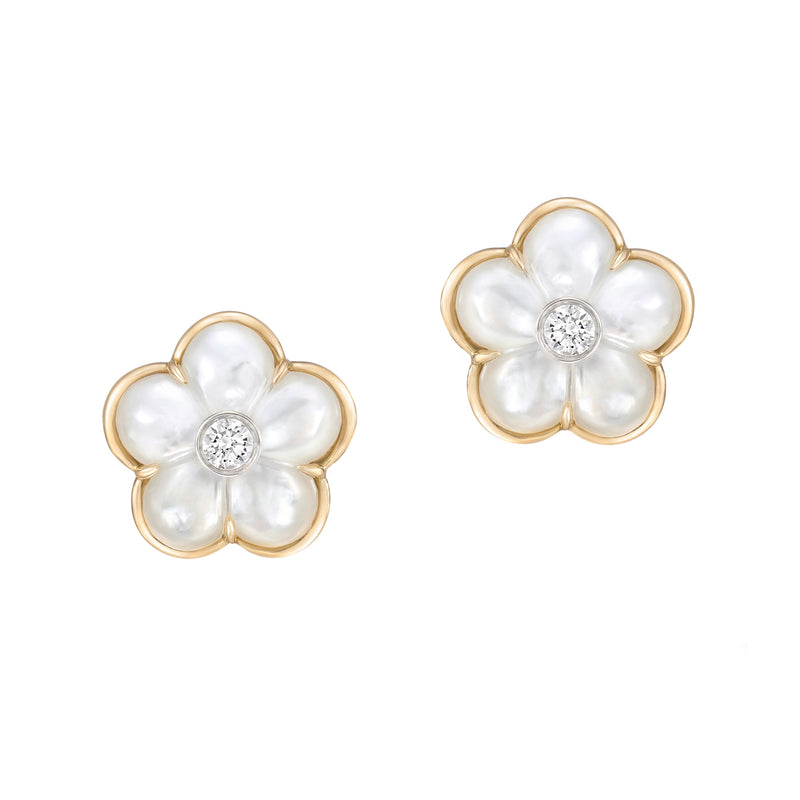 White Mother-of-Pearl Fiore Stud Earrings