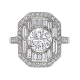 Art Deco-Inspired Round Brilliant & Baguette Shield Ring