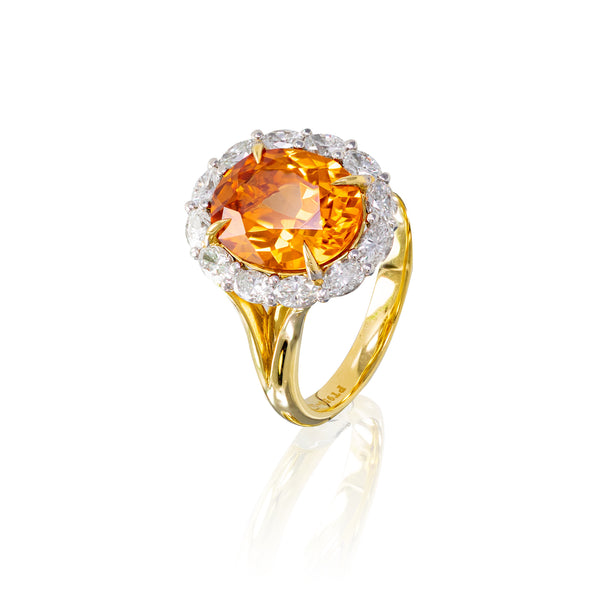 Mandarin Garnet & Diamond Ring..