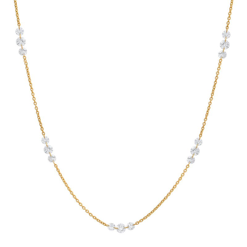 Drilled Diamond Trio Station Necklace