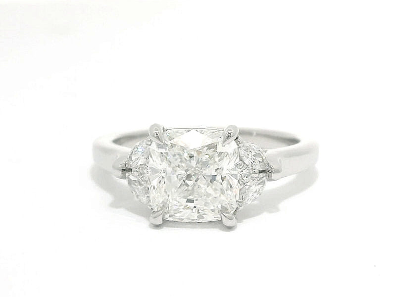 Square Cushion & Marquise Accent Diamond Engagement Ring