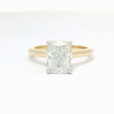 Elongated Cushion Shape Diamond Engagement Ring with Hidden Halo