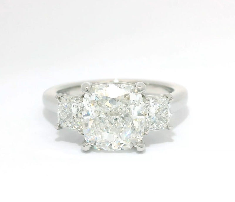 Square Cushion Three-Stone Diamond Engagement Ring