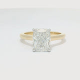 Elongated Cushion Shape Diamond Engagement Ring with Hidden Halo