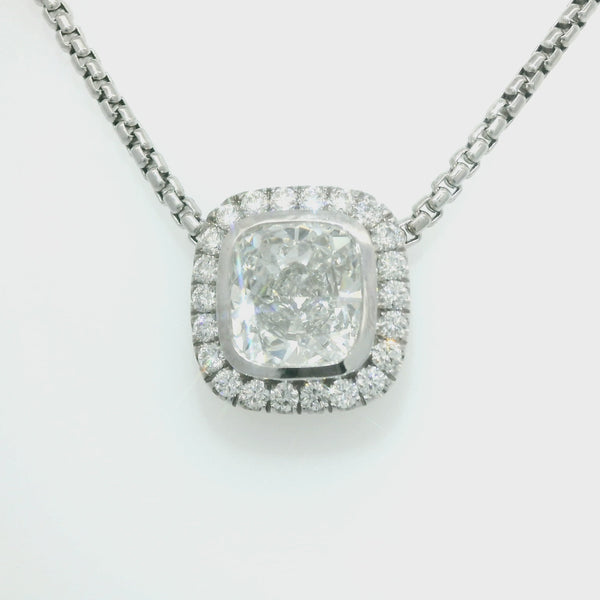 Cushion Cut Bezel-Set Diamond Pendant