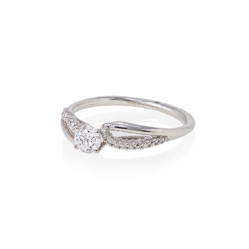 14kt diamond engagement ring set with round center diamond and side diamonds, 25cttw. 