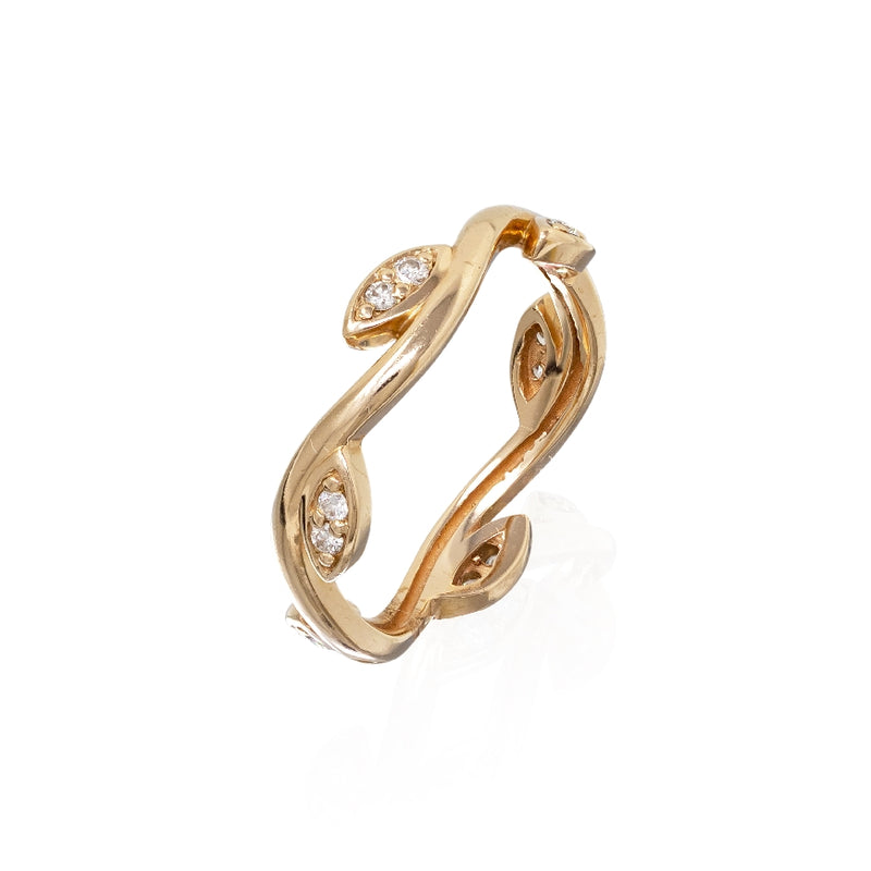 STACKABLE RING D.15CTW 14KT PINKGOLD LEAF DESIGN