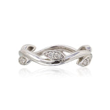 STACKABLE RING WITH DIAMONDS D.15CTW WITH LEAF DESIGN