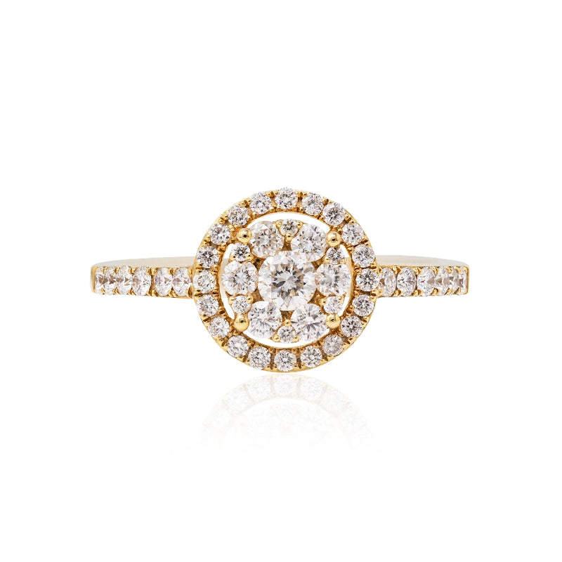 Rose Gold Diamond Bouquet Ring with Halo
