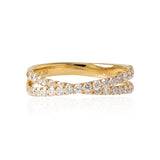 18kt rose gold diamond criss cross ring. 38 diamonds at 0.66cttw. G-H Color, SI Clarity.