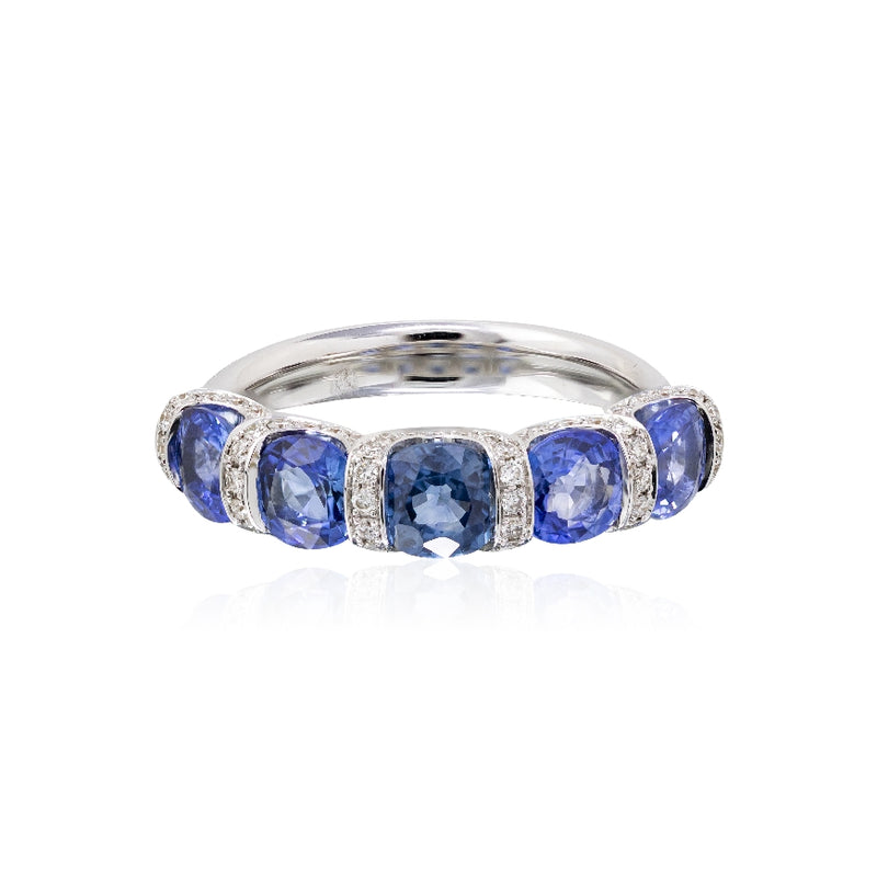 5-Stone Sapphire & Diamond Pave Ring