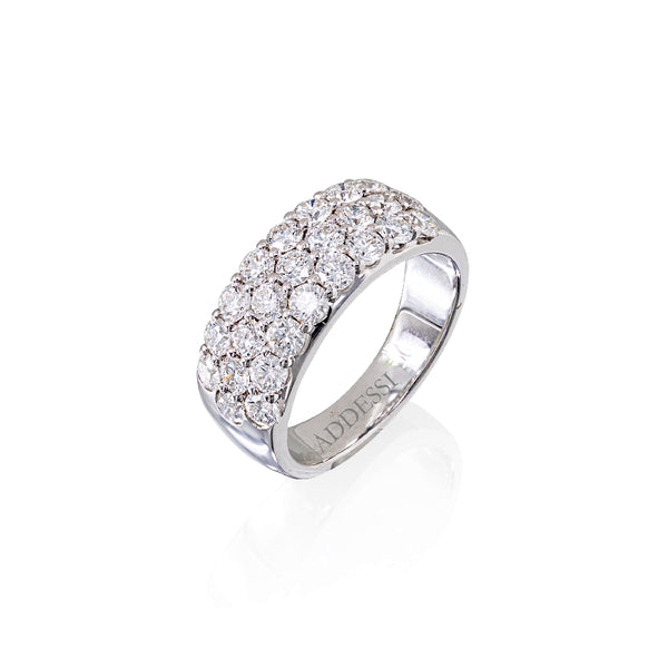 14KT White Gold and Diamond Band With 3 Rows Of Round Diamonds