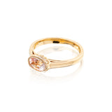 18kt rose gold, diamonds .18ctw G color Vs1-2, Morganite gem stone oval shape, faveted AA quality 5 x 7. 