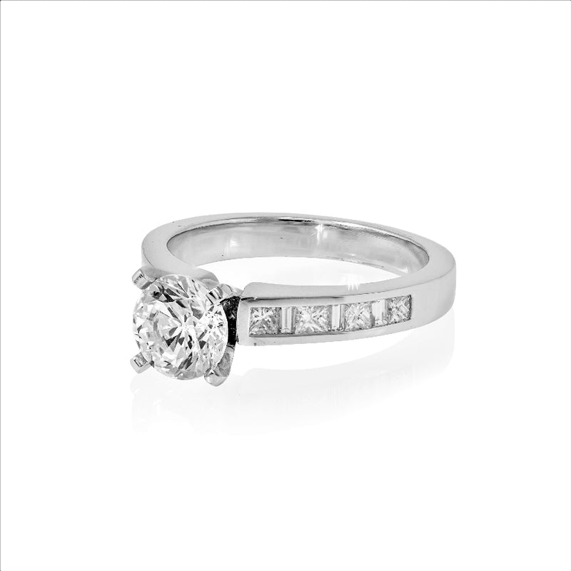Solitaire Engagement Ring with Channel Set Band