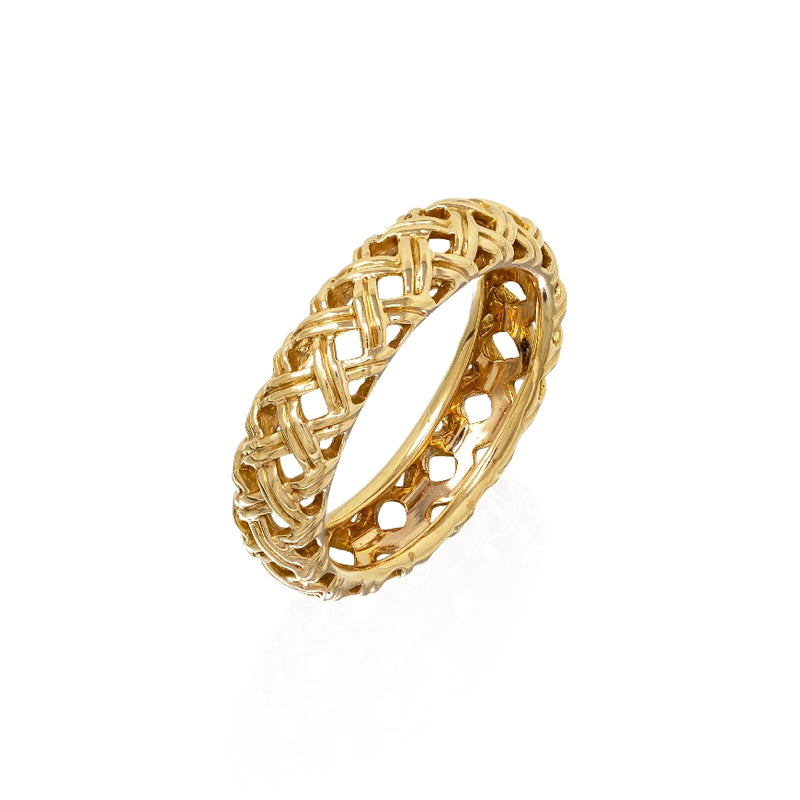 18KT Pink Gold 'Basketweave' Ring Size 7