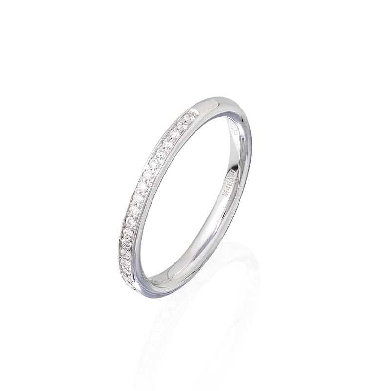 Ladies 18KT White Gold and Diamond Partial Wedding Band
