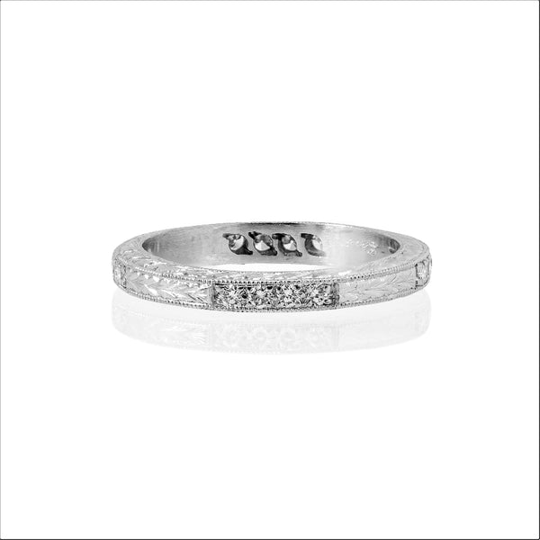 Platinum, Engraved, .24CTW Diamond Eternity Band