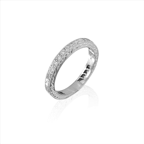 Platinum, Engraved, .24CTW Diamond Eternity Band