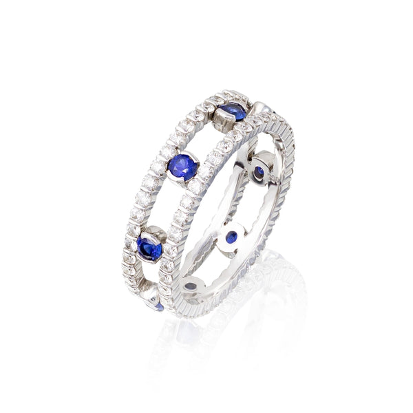 Sapphire & Diamond Duet Ring