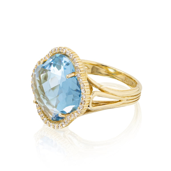 Blue Topaz Clover Ring